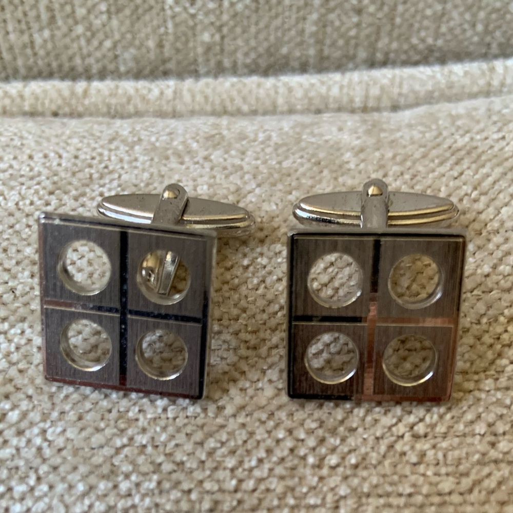 Stylish Silver and Black Cufflinks